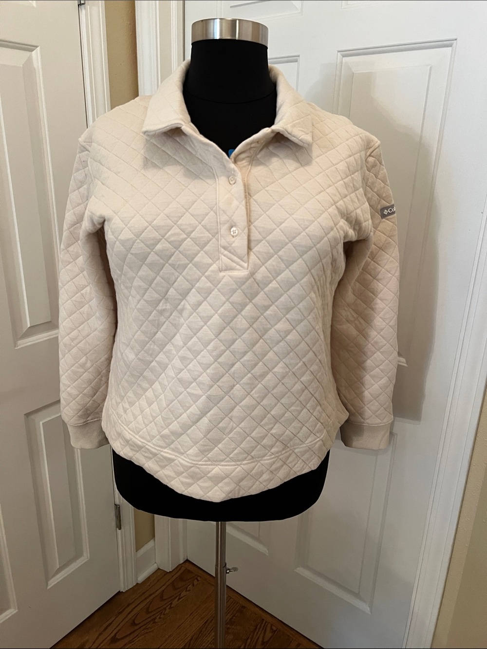 Columbia Cream Lodge Quilted Polo Pullover
